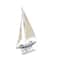 Set of 2 White Wood Coastal Sail Boat Sculpture, 22" x 13"